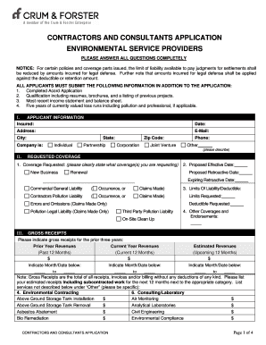 Contractors and Consultants Application Form