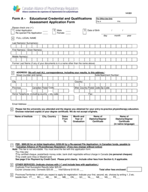Educational Credential and Qualifications Assessment Form