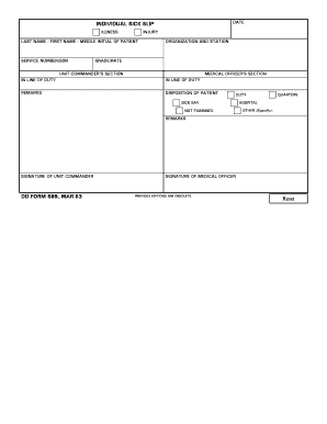 Dd form 689 sick call slip
