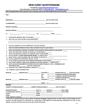 New Client Questionnaire