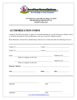 Loan Modification Authorization Form