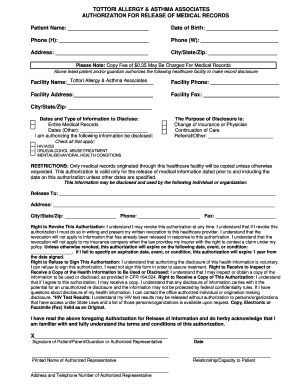 Authorization for Release of Medical Records