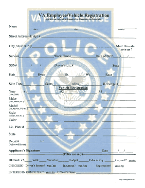 VA Employee Vehicle Registration Form