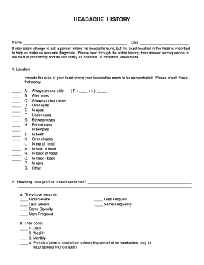 Headache History Form