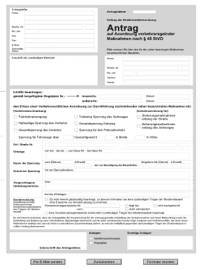Antrag auf Verkehrsrechtliche Anordnung