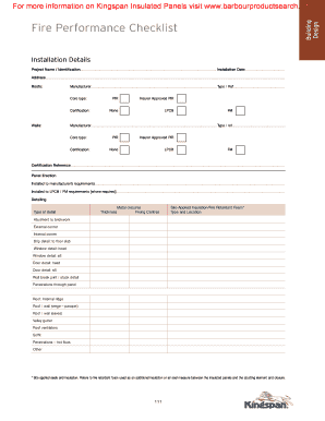 Kingspan Insulated Panels Fire Performance Checklist