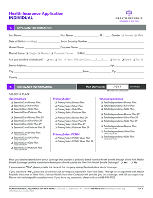 Health Insurance Application Form