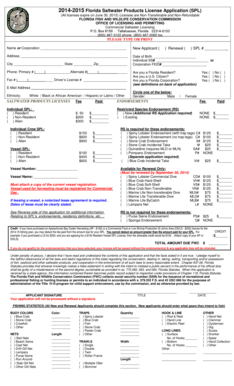 Florida Saltwater Products License Application