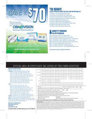 Contact Lenses Rebate Form
