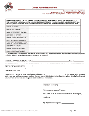 Owner Authorization Form