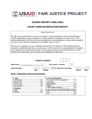 Court User Satisfaction Survey Form