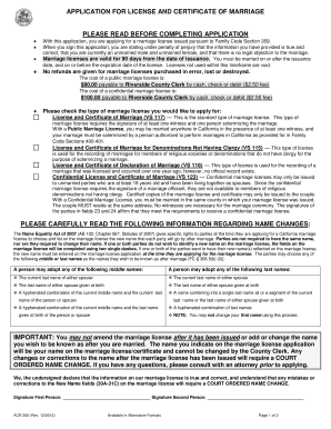California Marriage License Application