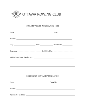 Athlete Travel Information Form
