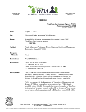 Trade Adjustment Assistance Registration Form