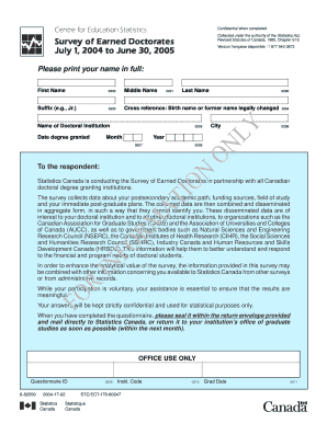 Survey of Earned Doctorates Form
