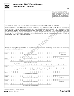 Canada Farm Survey Form