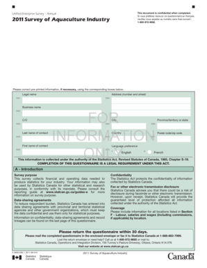 2011 Survey of Aquaculture Industry