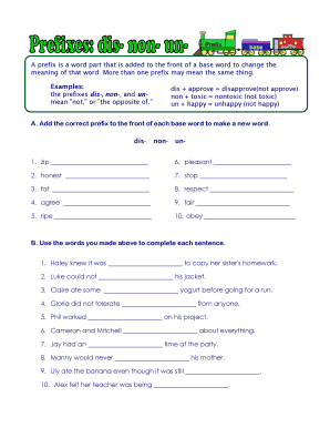 Prefix and Suffix Worksheet