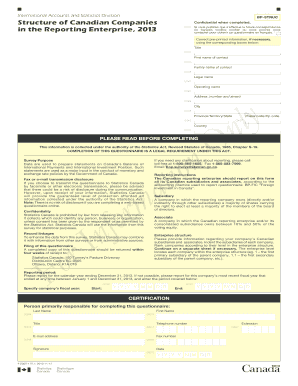 Canadian Companies Structure Questionnaire