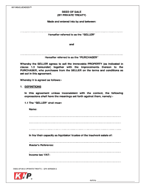 Deed of Sale by Private Treaty