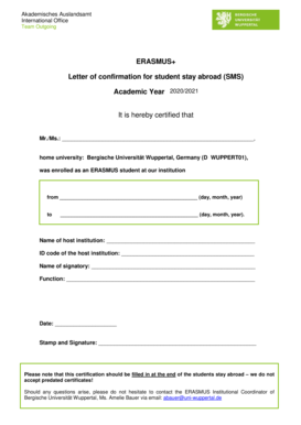 Letter of confirmation of employment - Akademisches Auslandsamt International Office Team Outgoing ERASMUS+ Letter of confirmation for student stay abroad (SMS) 2020/2021 Academic Year It is hereby certified that Mr - internationales uni-wuppertal