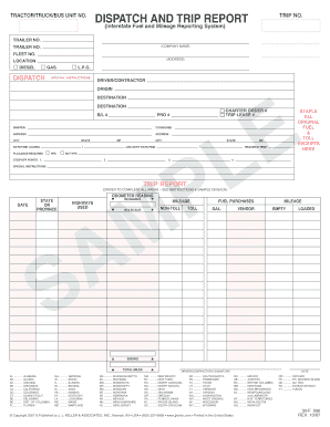 Tractor Truck Bus Unit Dispatch and Trip Report