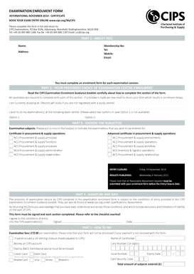 CIPS Examination Enrolment Form