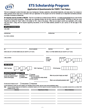 ETS Scholarship Program Application