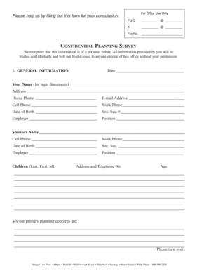 Confidential Planning Survey Form