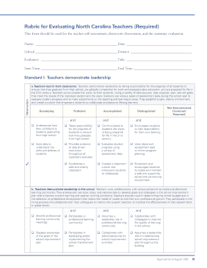 North Carolina Teacher Evaluation Form