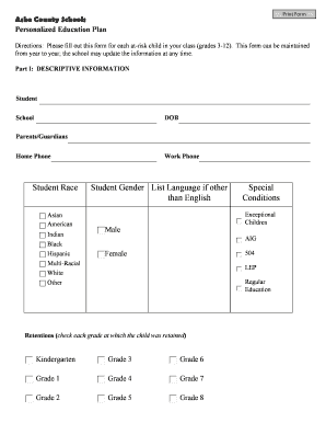 Ashe County Schools Personalized Education Plan