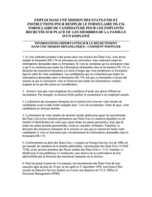 Formulaire de candidature pour les employés DS-174
