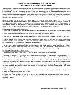 Georgia High School Association Medical Release Form for Wrestlers
