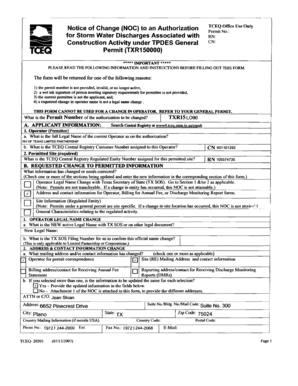Notice of Change to Storm Water Discharge Permit