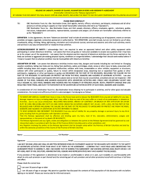 Release of Liability Waiver for Adventure Activities