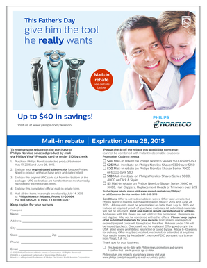 Philips Norelco Mail-in Rebate Form