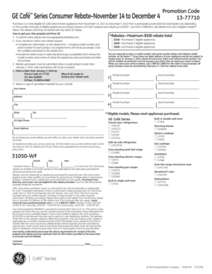GE Café Series Consumer Rebate Form