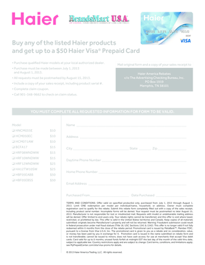 Haier Product Rebate Form