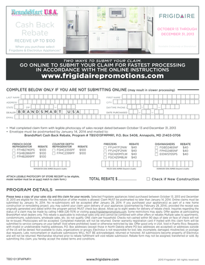 Frigidaire Appliance Rebate Form