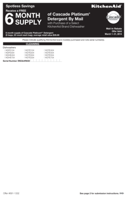 KitchenAid Dishwasher Mail-In Rebate Form