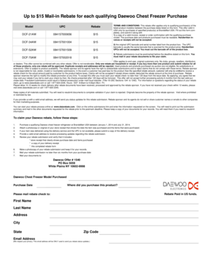Daewoo Chest Freezer Mail-in Rebate Form
