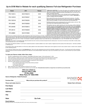 Daewoo Refrigerator Mail-in Rebate Form
