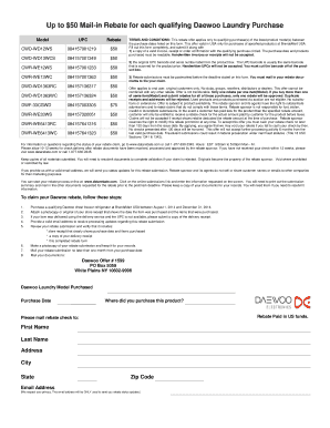 TERMS AND CONDITIONS This rebate offer applies only to qualifying purchase(s) of the listed