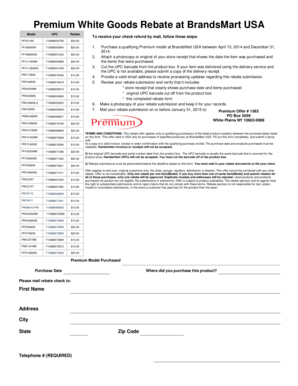 Premium White Goods Rebate Form