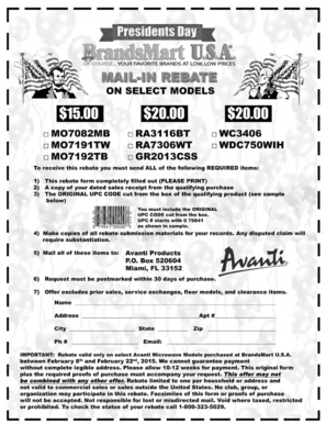 Avanti Microwave Rebate Form