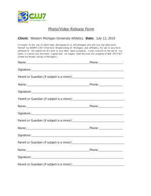 Photo/Video Release Form