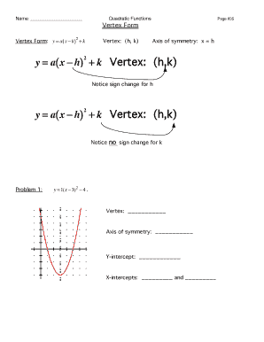 Quadratic Functions Worksheet