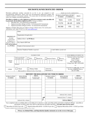 Microfilm/Microfiche Order Form