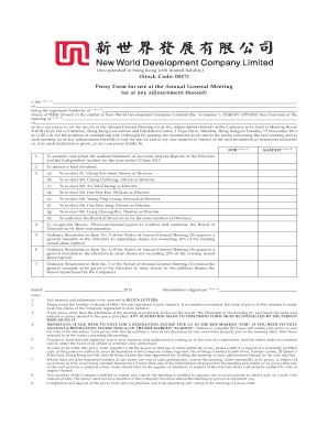 Proxy Form for Annual General Meeting