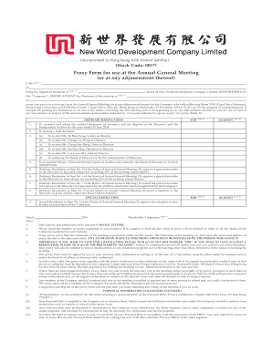 Proxy Form for Annual General Meeting
